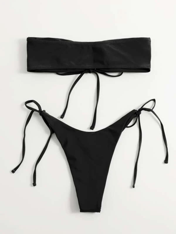 Londyn New Women's One-Piece Swimsuit Low Waist Strapless Solid Color Tube Top Sexy Bikini