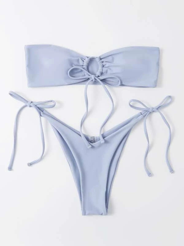 Londyn New Women's One-Piece Swimsuit Low Waist Strapless Solid Color Tube Top Sexy Bikini