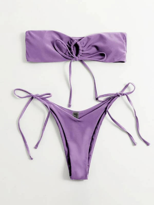 Londyn New Women's One-Piece Swimsuit Low Waist Strapless Solid Color Tube Top Sexy Bikini