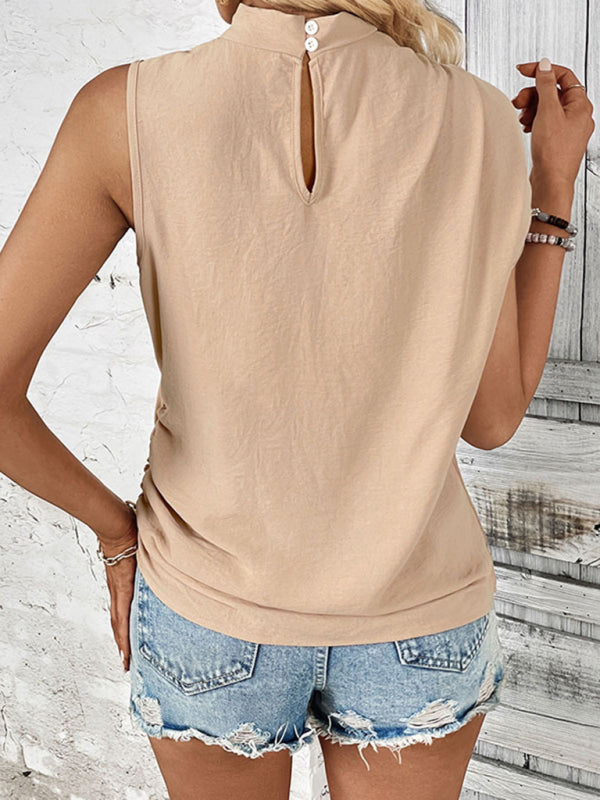 Violetta New Solid Color Mid-Collar Women's Tops
