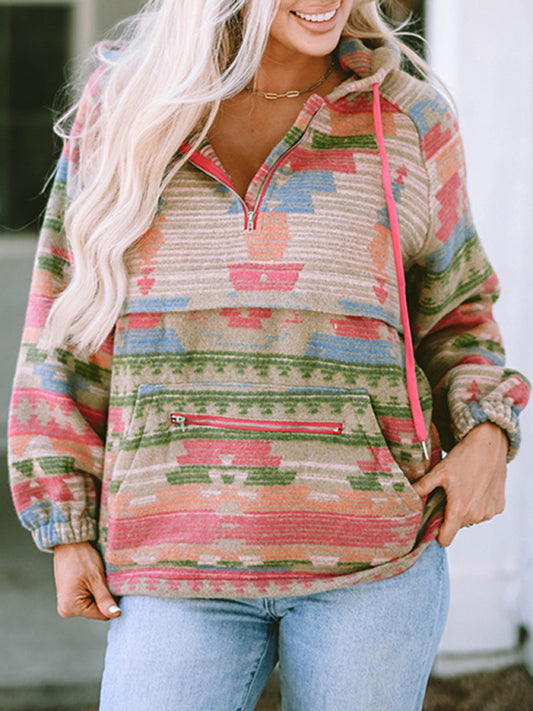 Camber Women's Hooded Abstract Pattern Sweatshirt