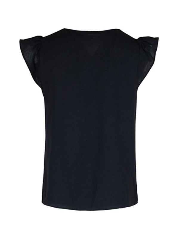 Calixta New Style Women's Casual Color Block V-Neck Top