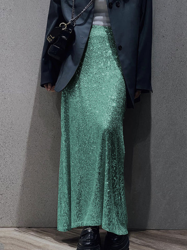 Bellamy New Women's Long Sleeve Top Long Skirt Sequin Suit