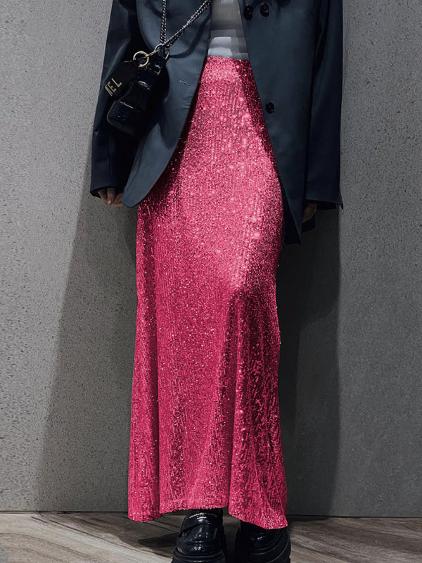 Bellamy New Women's Long Sleeve Top Long Skirt Sequin Suit