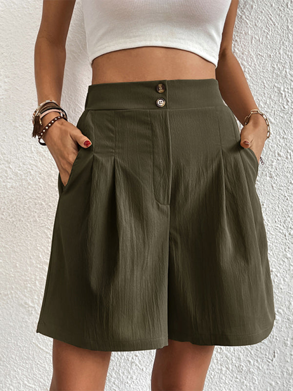 Reagan Women's High-waisted Loose 2-button Shorts