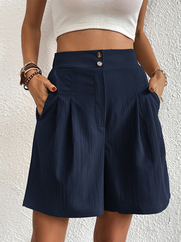 Reagan Women's High-waisted Loose 2-button Shorts