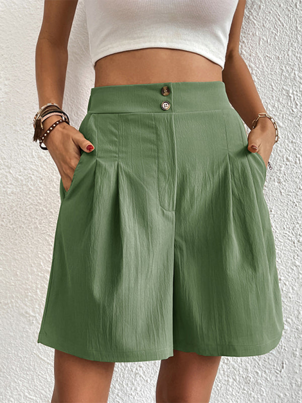 Reagan Women's High-waisted Loose 2-button Shorts