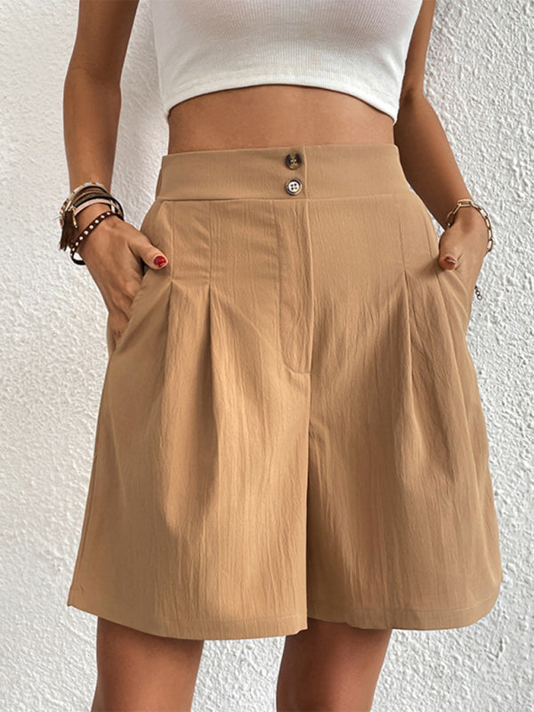 Reagan Women's High-waisted Loose 2-button Shorts
