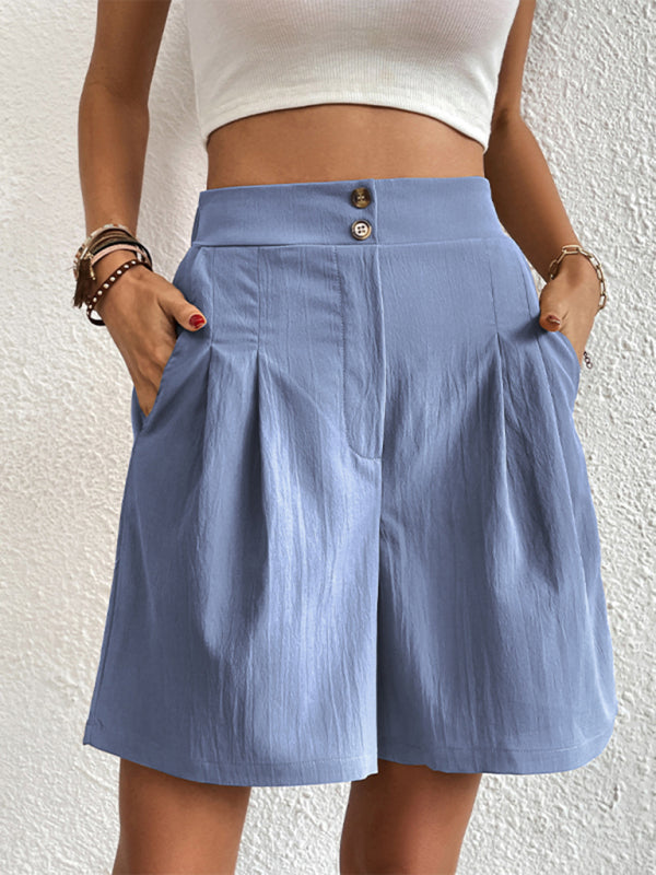 Reagan Women's High-waisted Loose 2-button Shorts