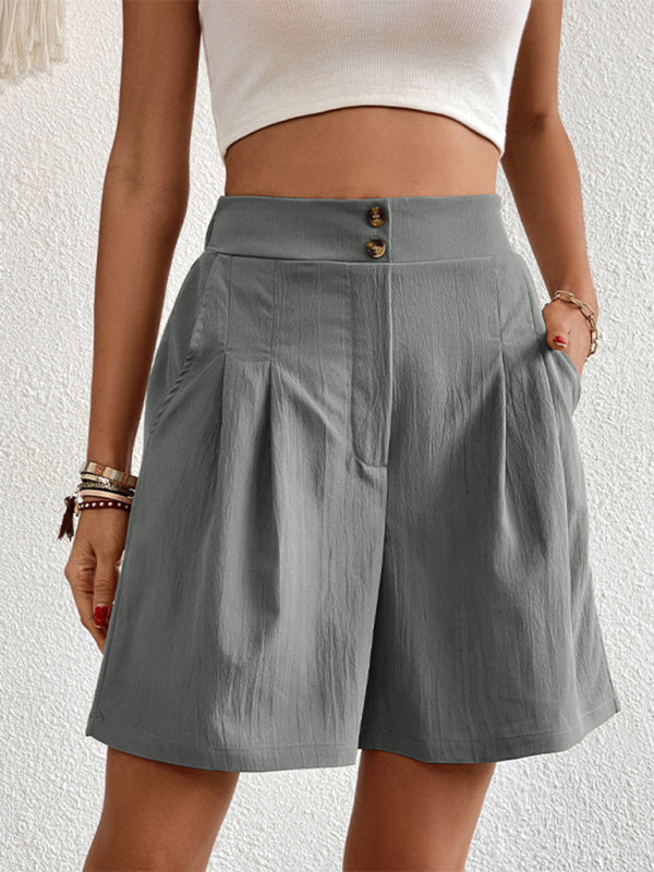 Reagan Women's High-waisted Loose 2-button Shorts
