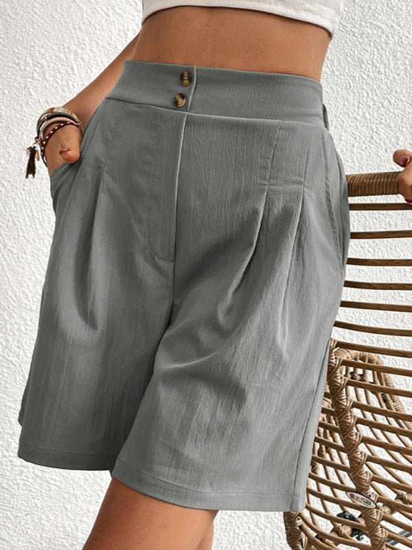 Reagan Women's High-waisted Loose 2-button Shorts