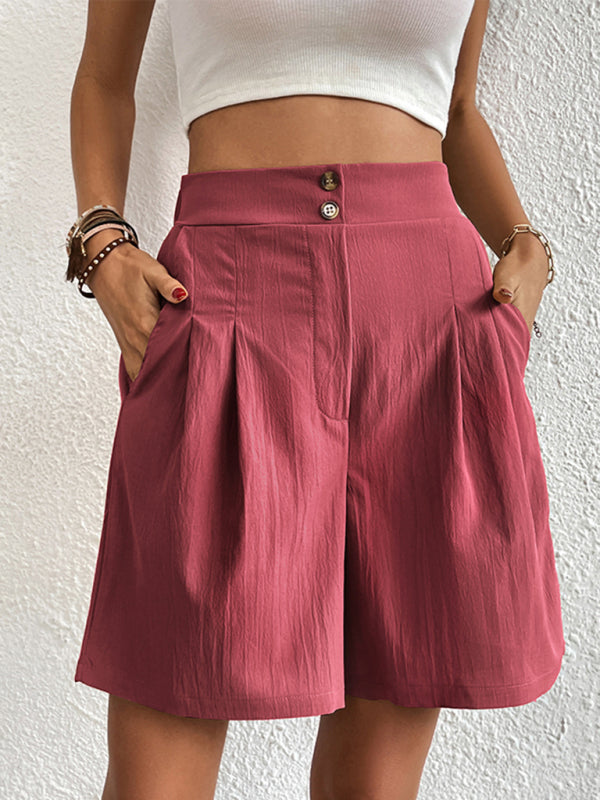 Reagan Women's High-waisted Loose 2-button Shorts