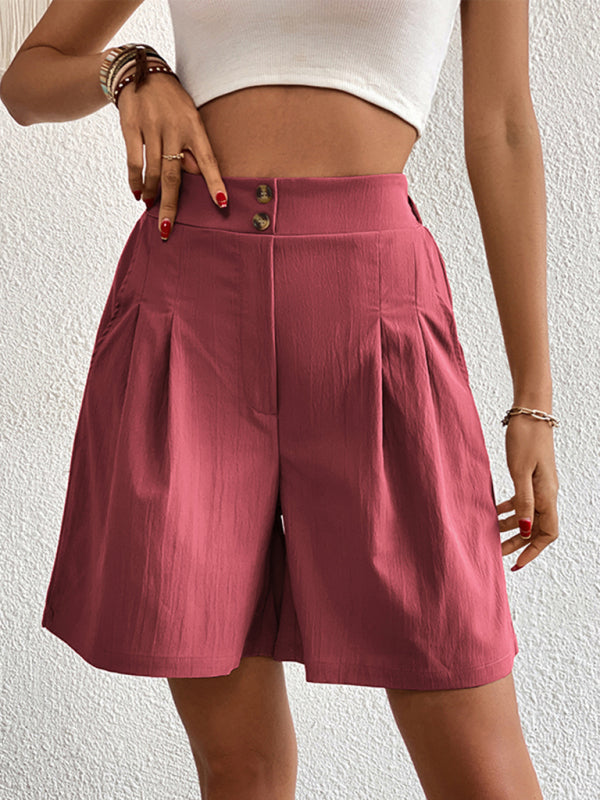 Reagan Women's High-waisted Loose 2-button Shorts