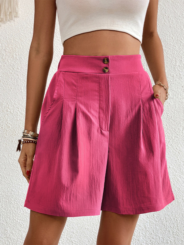Reagan Women's High-waisted Loose 2-button Shorts