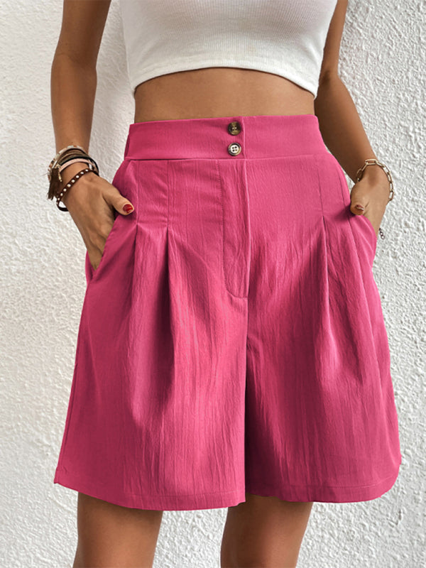 Reagan Women's High-waisted Loose 2-button Shorts