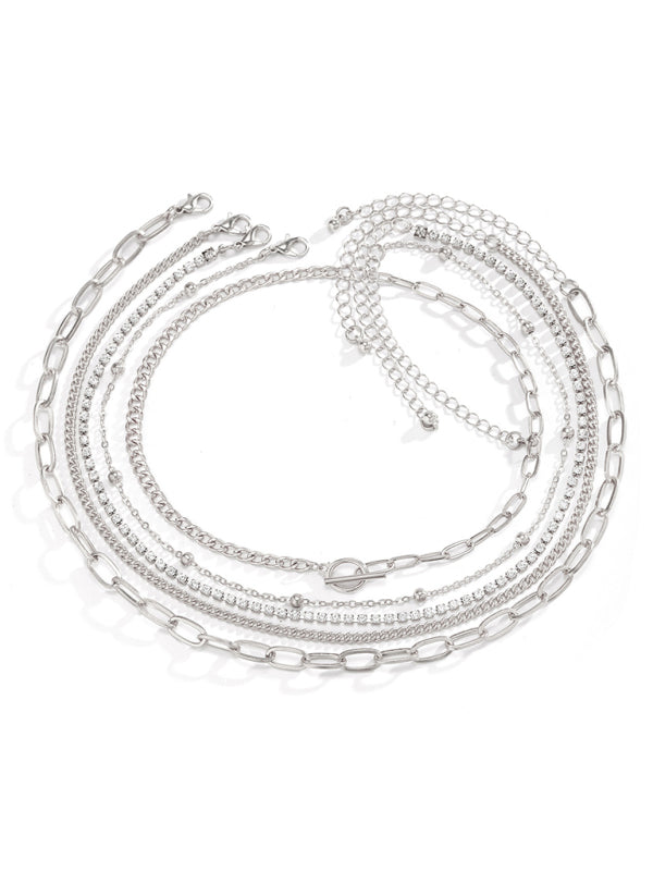 Women's New Style Personalized Simple Geometric OT Buckle Round Bead Multi-layer Bracelet Necklace