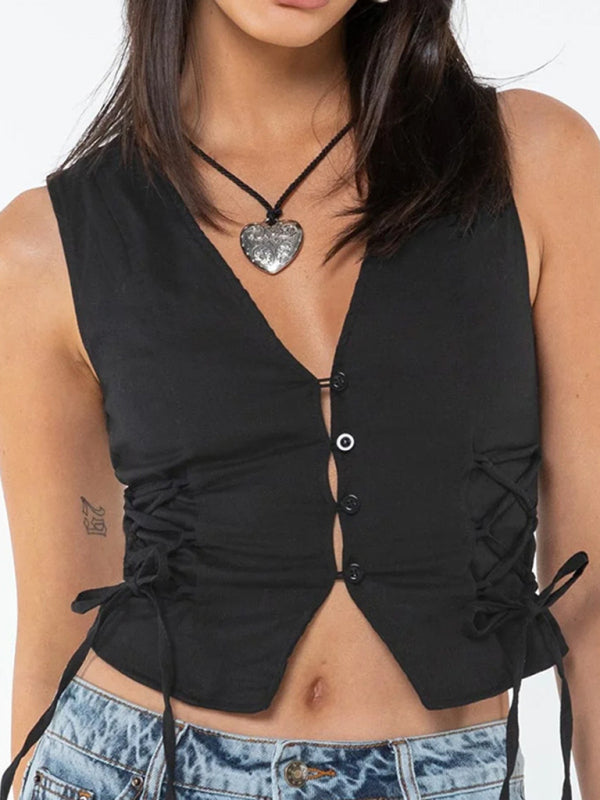 Rafaela Women's Buttoned Lace-Up Casual Suit Vest