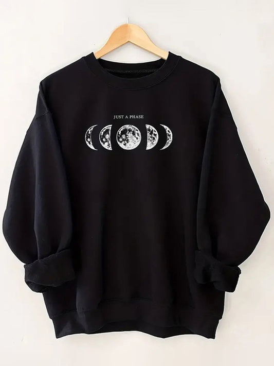Cheyanne Women's Casual Moon Phase Graphic Sweatshirt