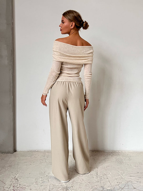 Dahlia New Sexy Slim Fit One-Line Collar Long-Sleeved Bottoming Sweater