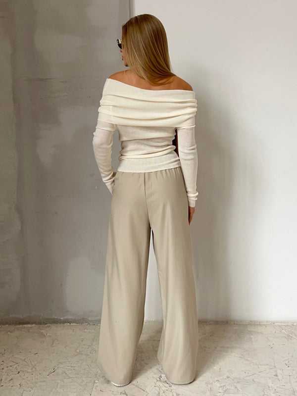 Dahlia New Sexy Slim Fit One-Line Collar Long-Sleeved Bottoming Sweater