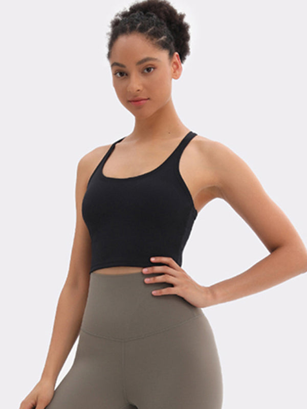 Aubrie Yoga Vest With Chest Pads Antibacterial Nude Sports Bra All-In-One Beautiful Back Bra