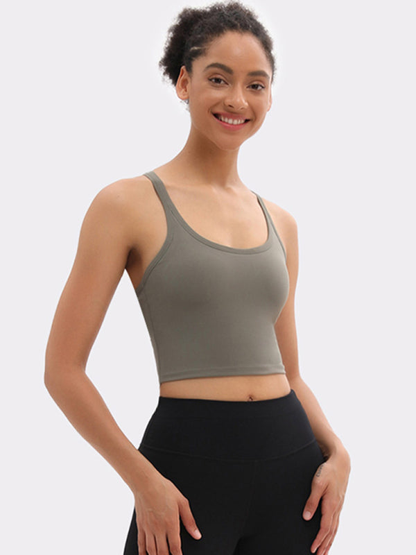 Aubrie Yoga Vest With Chest Pads Antibacterial Nude Sports Bra All-In-One Beautiful Back Bra