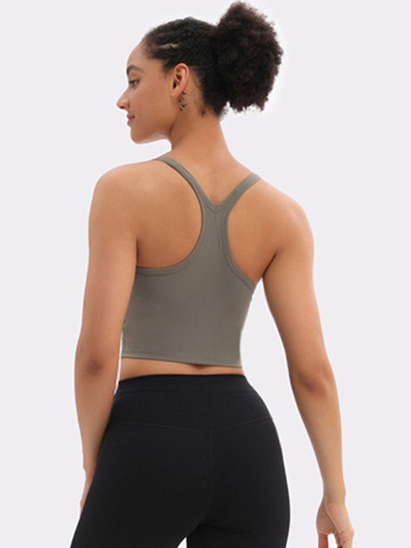 Aubrie Yoga Vest With Chest Pads Antibacterial Nude Sports Bra All-In-One Beautiful Back Bra