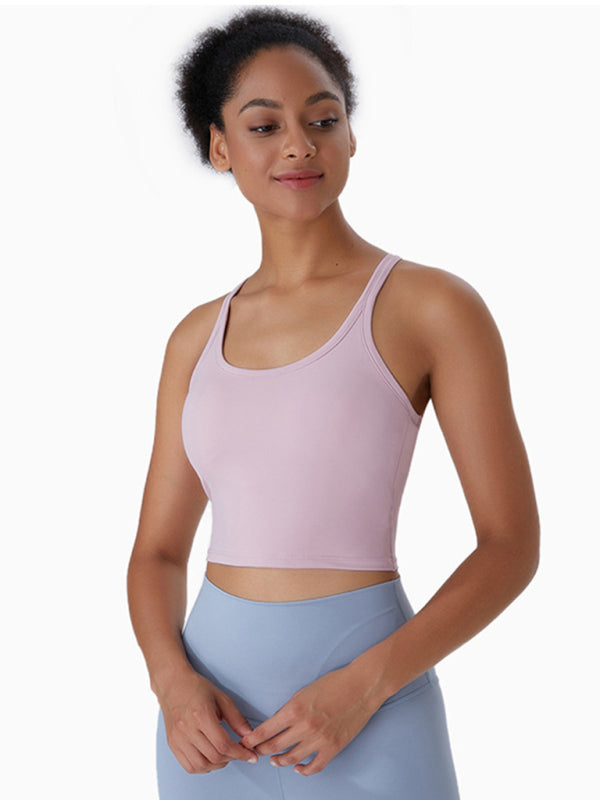 Aubrie Yoga Vest With Chest Pads Antibacterial Nude Sports Bra All-In-One Beautiful Back Bra
