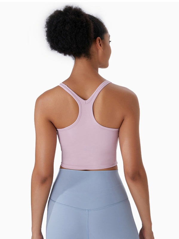 Aubrie Yoga Vest With Chest Pads Antibacterial Nude Sports Bra All-In-One Beautiful Back Bra