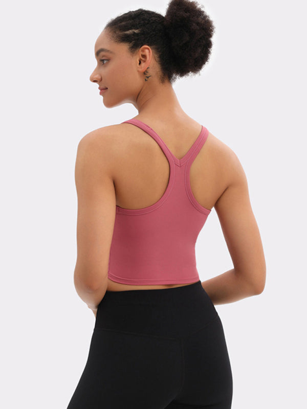 Aubrie Yoga Vest With Chest Pads Antibacterial Nude Sports Bra All-In-One Beautiful Back Bra
