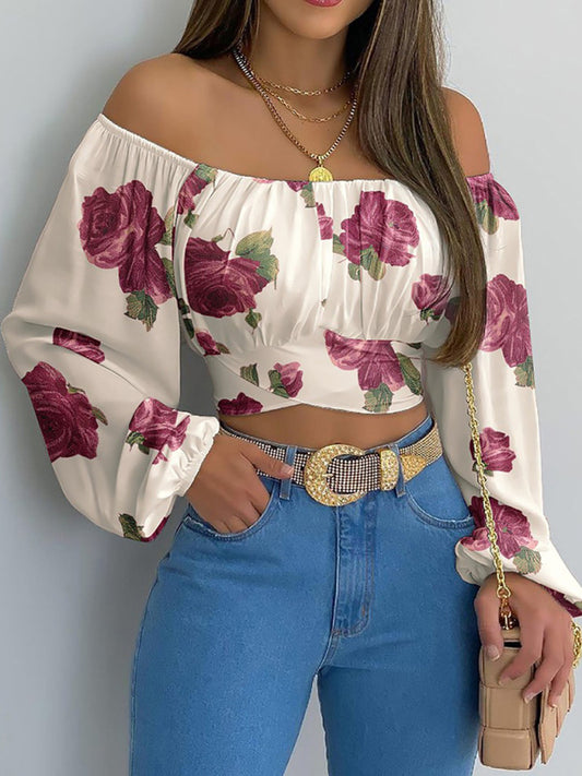 Hallie Women's Off-Shoulder Cross Strap Long Sleeve Top