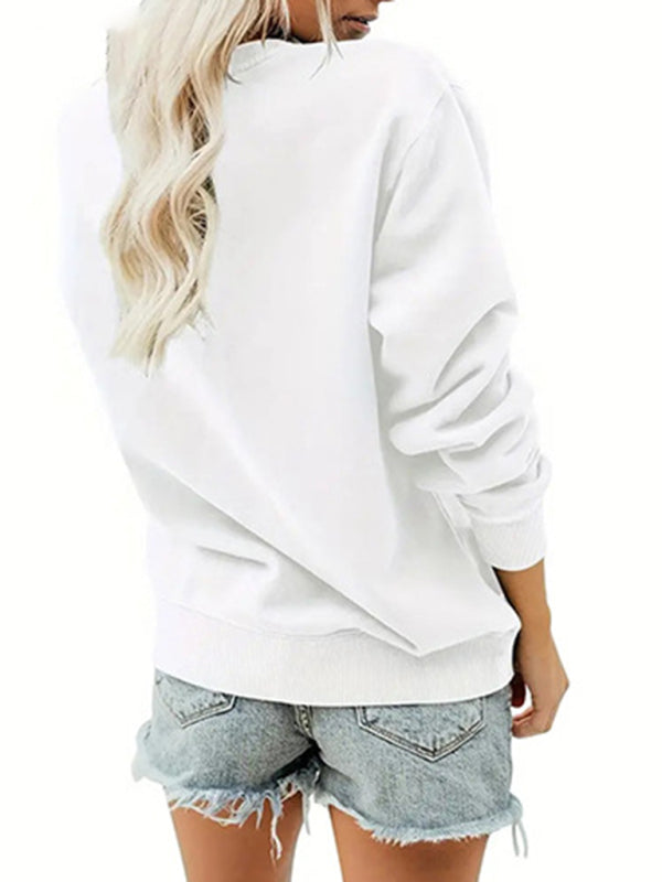 New Round Neck Long-sleeved Sweatshirt With Fun Smiley Face Letter Print