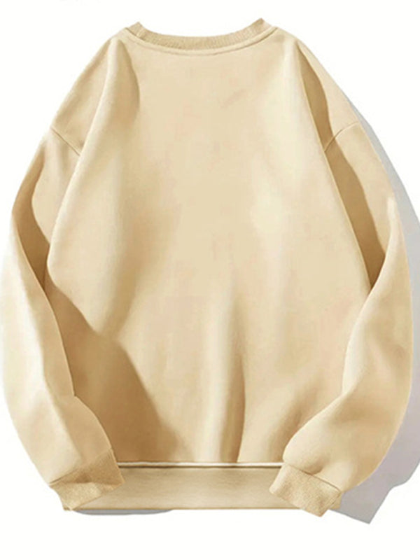 Jodie New Retro Letter Print Round Neck Long Sleeve Sweatshirt
