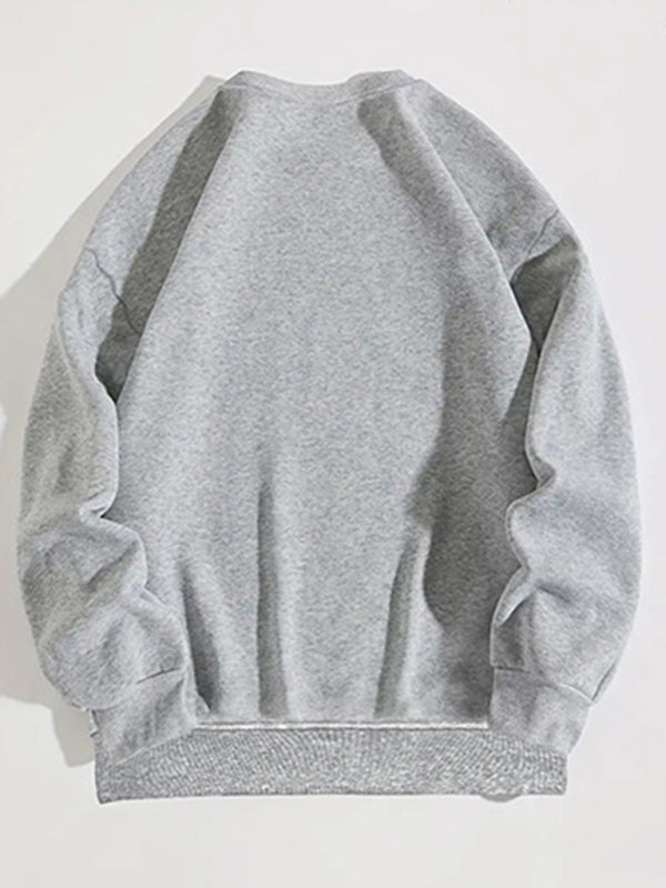 Jodie New Retro Letter Print Round Neck Long Sleeve Sweatshirt