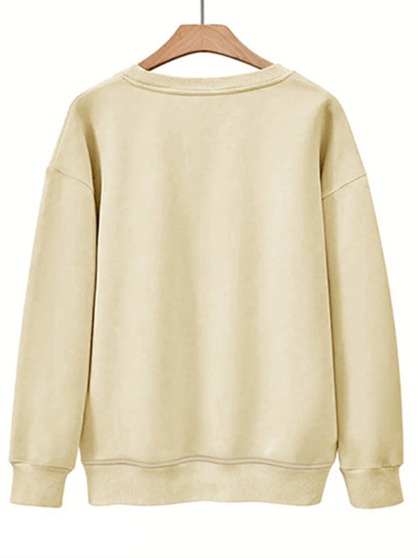 EmmalynNew Letter Printed Round Neck Long Sleeve Sweatshirt