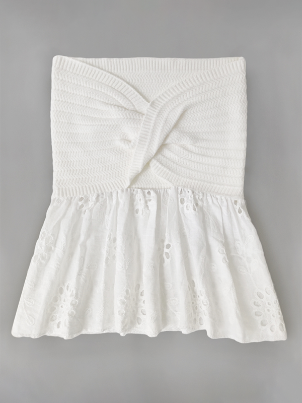 Ginevra Fashionable Casual Knitted Embroidered Stitching Holiday Sexy Tube Top