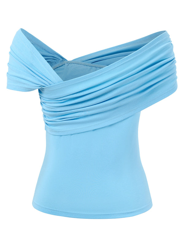 Haven New Casual Solid Color One Shoulder Waist Top