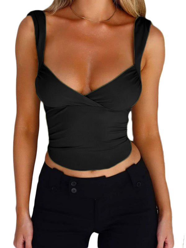 Gwenda Spring And Summer Women's Suspender Cross Large V-Neck Backless Lace-Up Fashionable Top