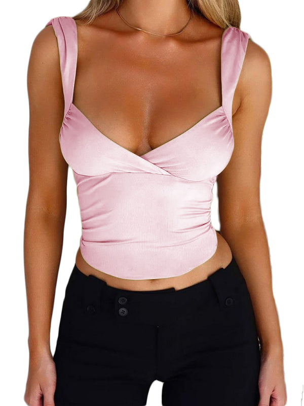 Gwenda Spring And Summer Women's Suspender Cross Large V-Neck Backless Lace-Up Fashionable Top