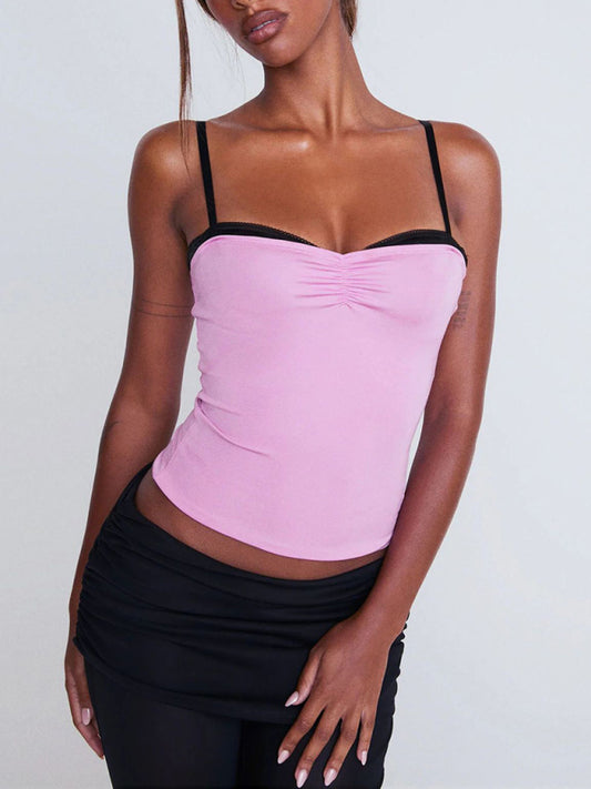 Anwen Camisole Mesh Printed Tube Top Lace Y2K Hot Girl Top