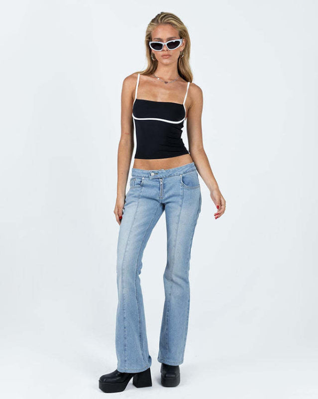 Adira New Sexy Slim Fit Waist Exposed Contrast Color Camisole