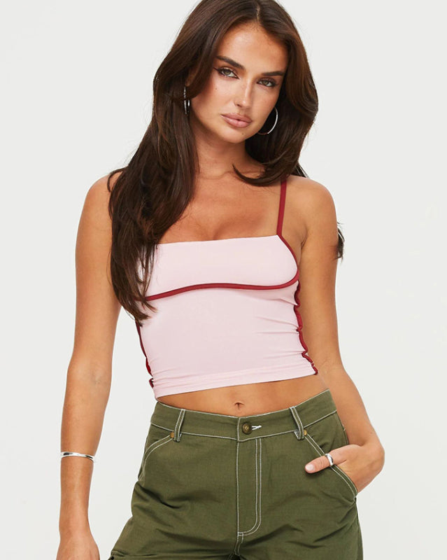 Adira New Sexy Slim Fit Waist Exposed Contrast Color Camisole