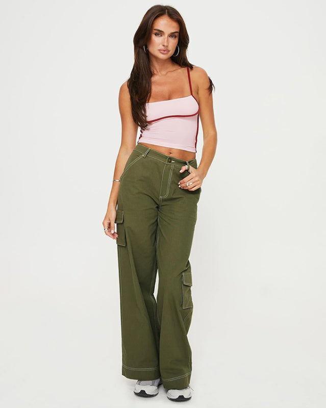 Adira New Sexy Slim Fit Waist Exposed Contrast Color Camisole