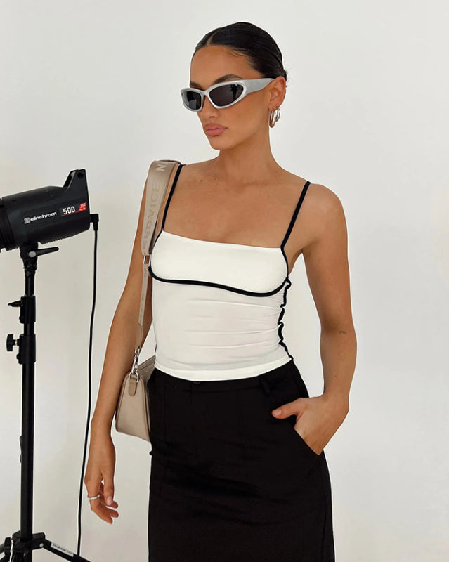 Adira New Sexy Slim Fit Waist Exposed Contrast Color Camisole