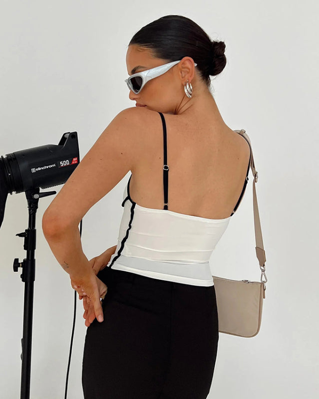 Adira New Sexy Slim Fit Waist Exposed Contrast Color Camisole
