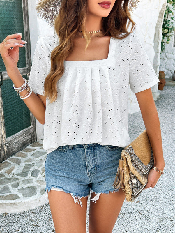 Lindell Spring And Summer Casual Solid Color Short-Sleeved T-Shirt Tops