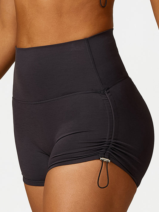 Scottie New Drawstring Yoga Wear Breathable Solid Color Running Tight Shorts