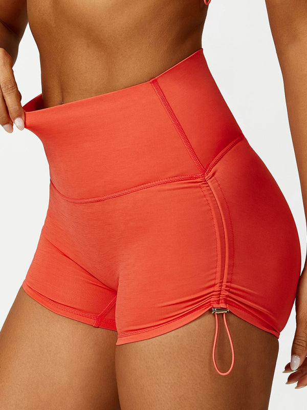 Scottie New Drawstring Yoga Wear Breathable Solid Color Running Tight Shorts