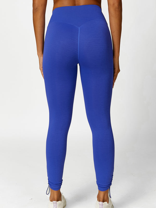 Kallie New Drawstring Yoga Wear Breathable Solid Color Running Tights