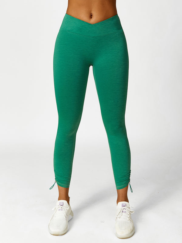 Kallie New Drawstring Yoga Wear Breathable Solid Color Running Tights